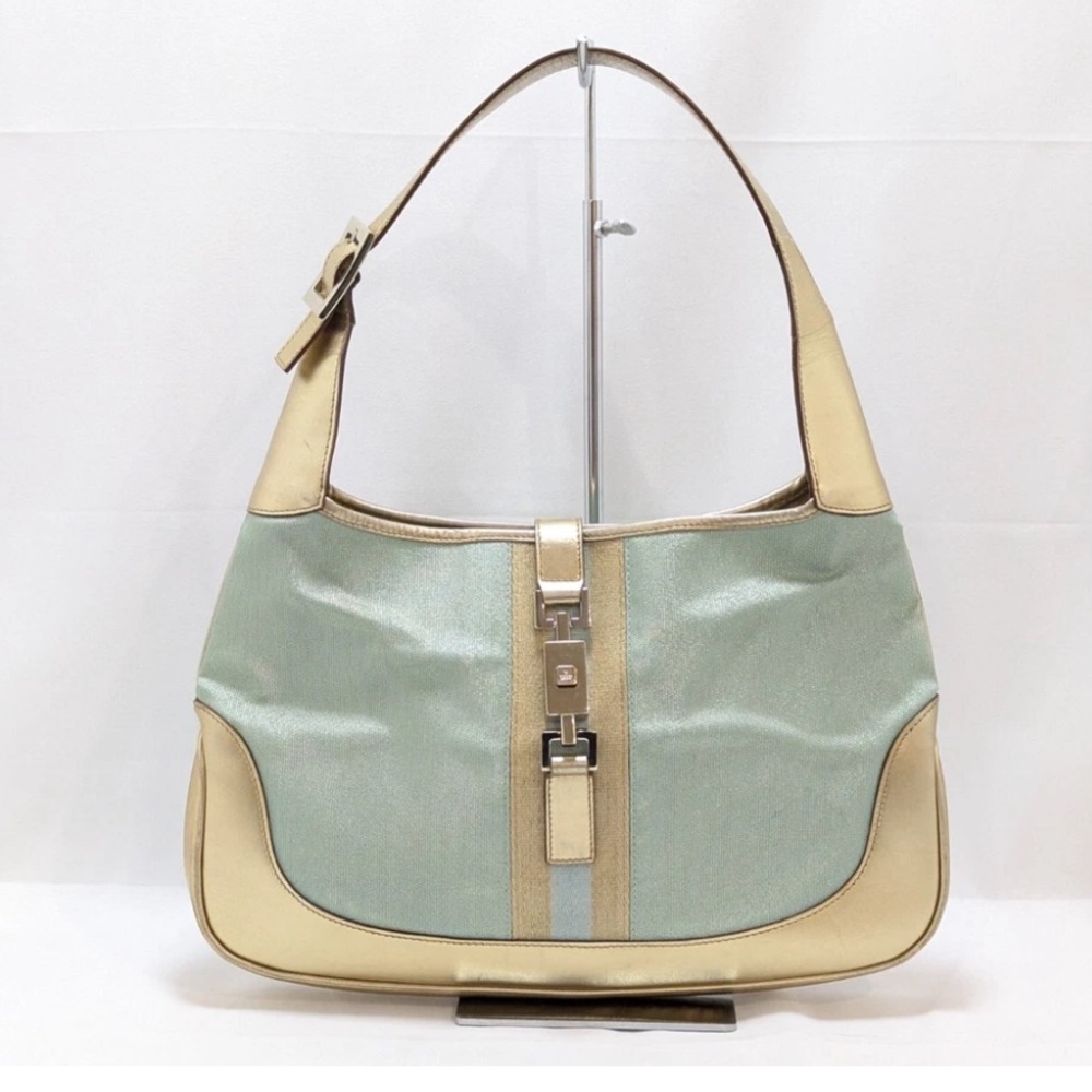 Gucci Jackie Leather Light Blue Shoulder Bag Authentic